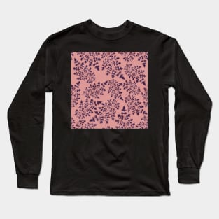 Hedgerow ferns on dusty pink Long Sleeve T-Shirt